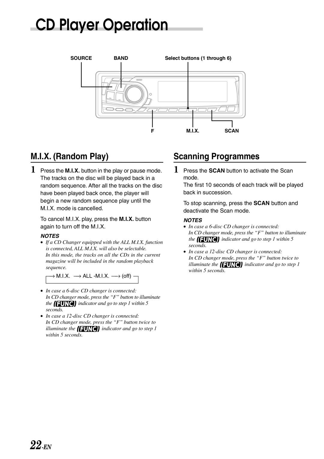 Alpine CDA-7878R owner manual CD Player Operation, X. Random Play, Scanning Programmes 