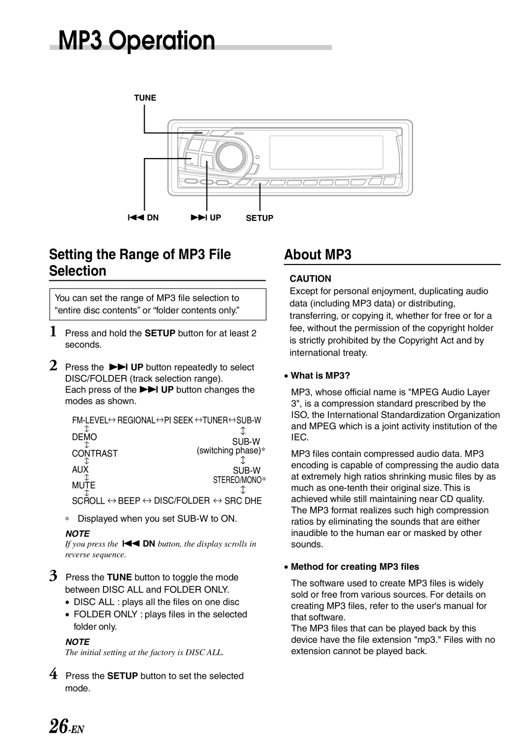 Alpine CDA-7878R Setting the Range of MP3 File Selection, About MP3, What is MP3?, Method for creating MP3 files 