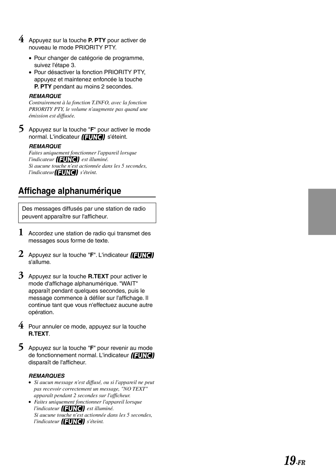 Alpine CDA-7878R owner manual Affichage alphanumérique 