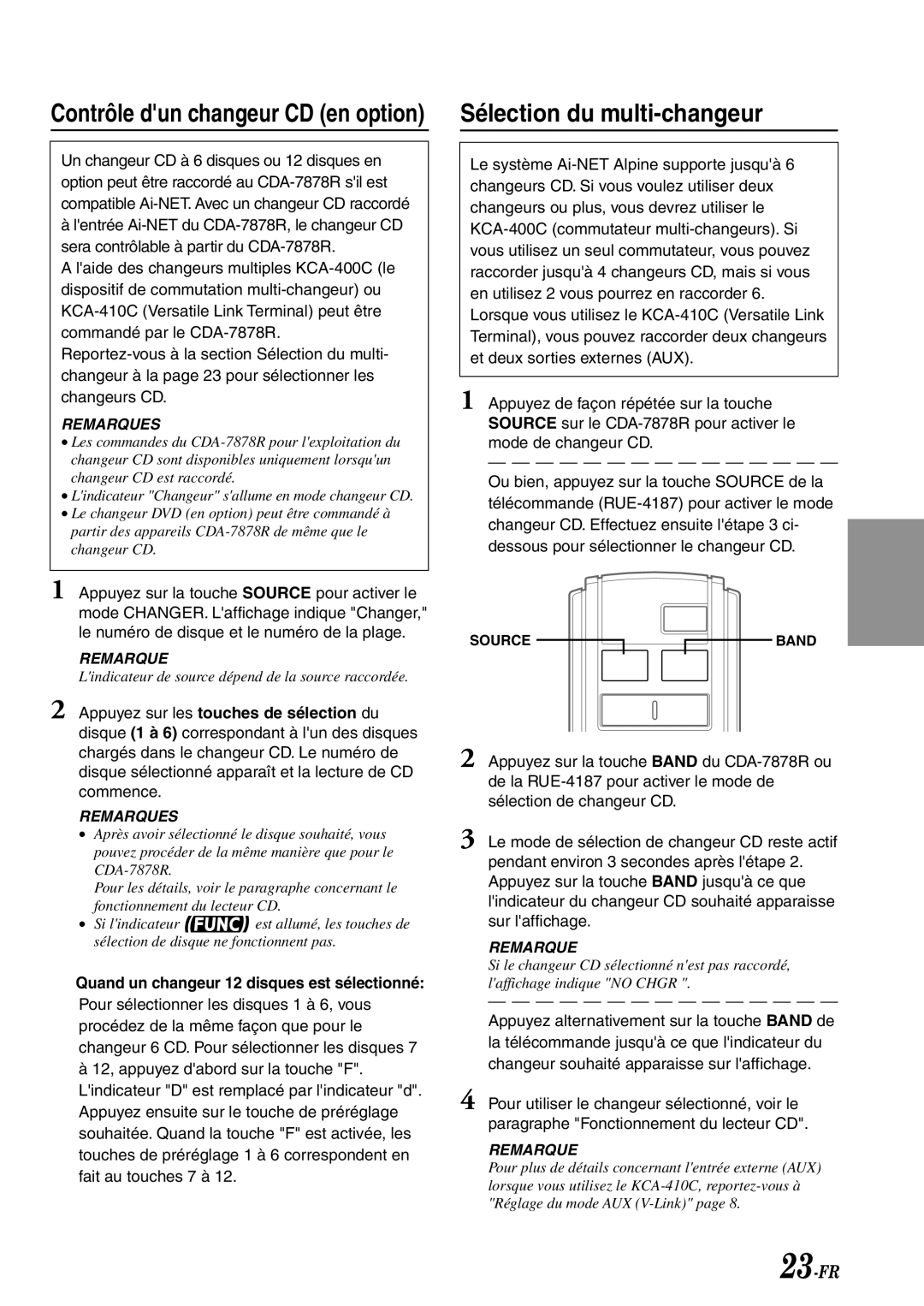 Alpine CDA-7878R owner manual Sélection du multi-changeur, Quand un changeur 12 disques est sélectionné 