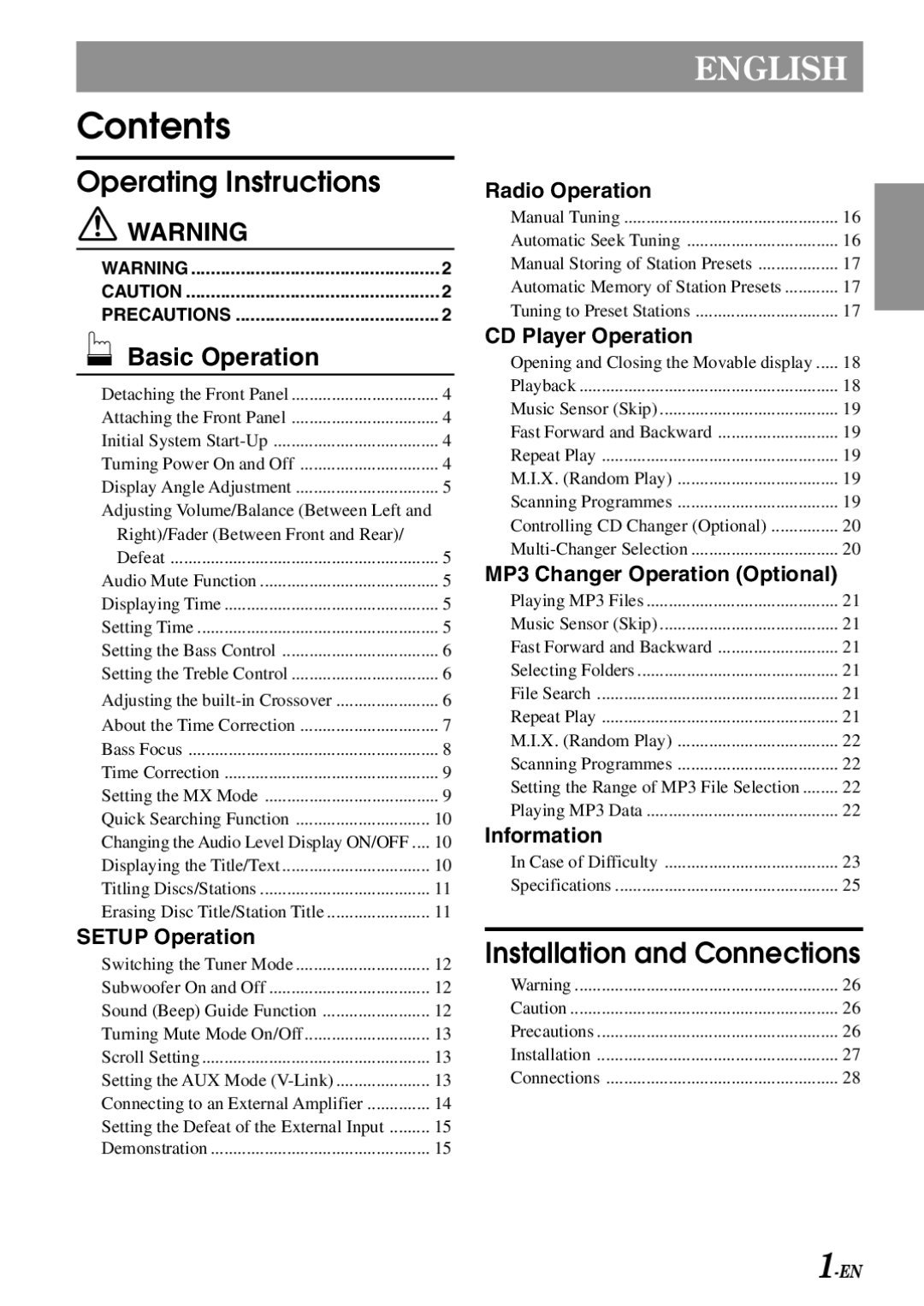 Alpine CDA-7892E owner manual Contents 