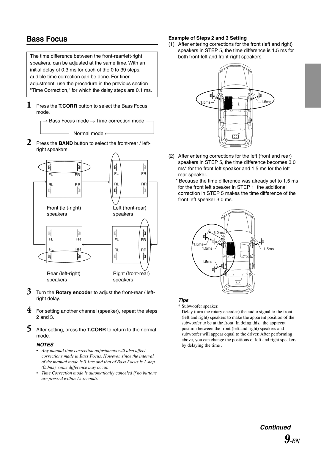 Alpine CDA-7892, CDA-7894, CDA-7893 owner manual Bass Focus, Example of Steps 2 and 3 Setting 