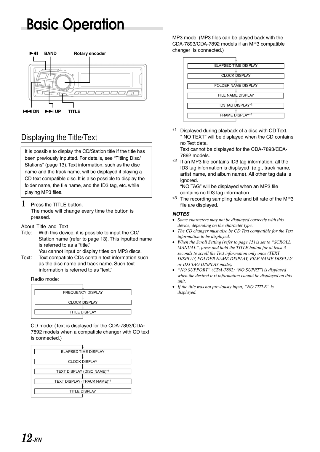 Alpine CDA-7892, CDA-7894, CDA-7893 owner manual Displaying the Title/Text, About Title and Text 