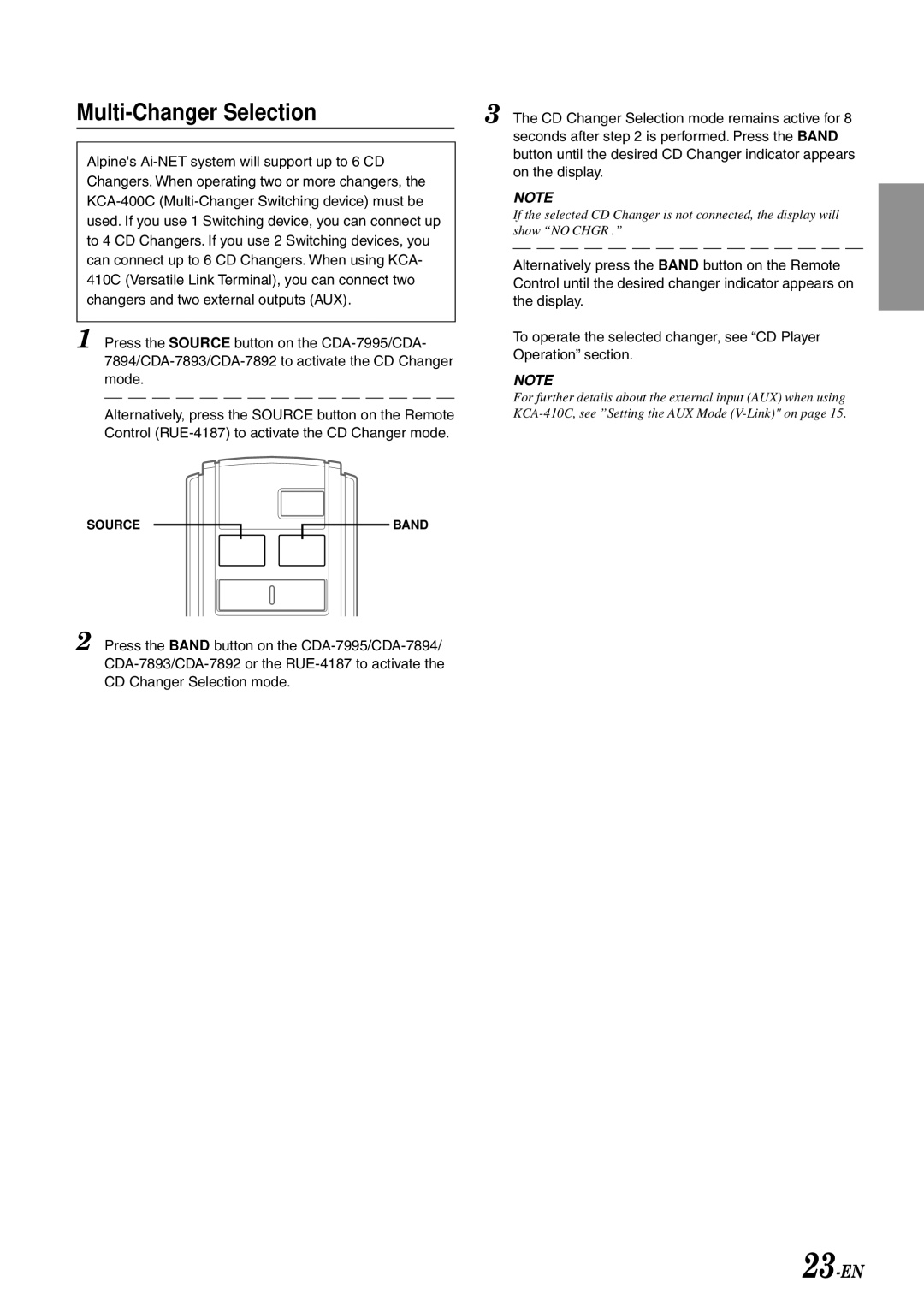 Alpine CDA-7893, CDA-7894, CDA-7892 owner manual Multi-Changer Selection 