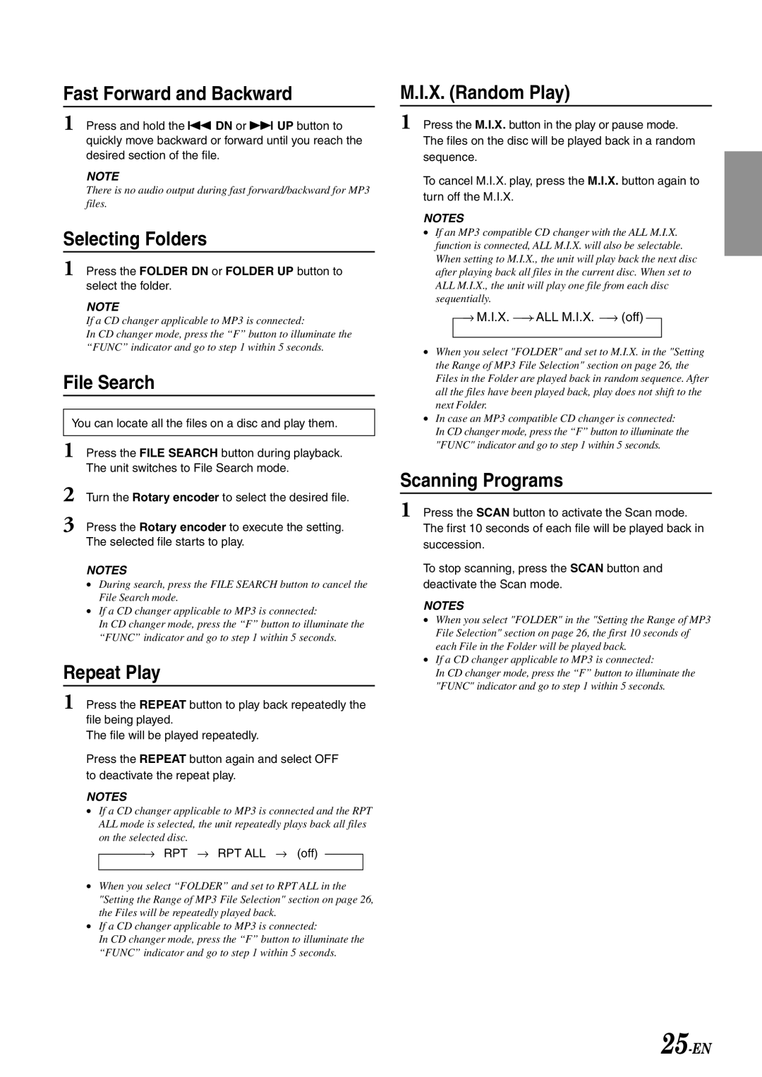 Alpine CDA-7894, CDA-7893, CDA-7892 owner manual Selecting Folders, File Search 