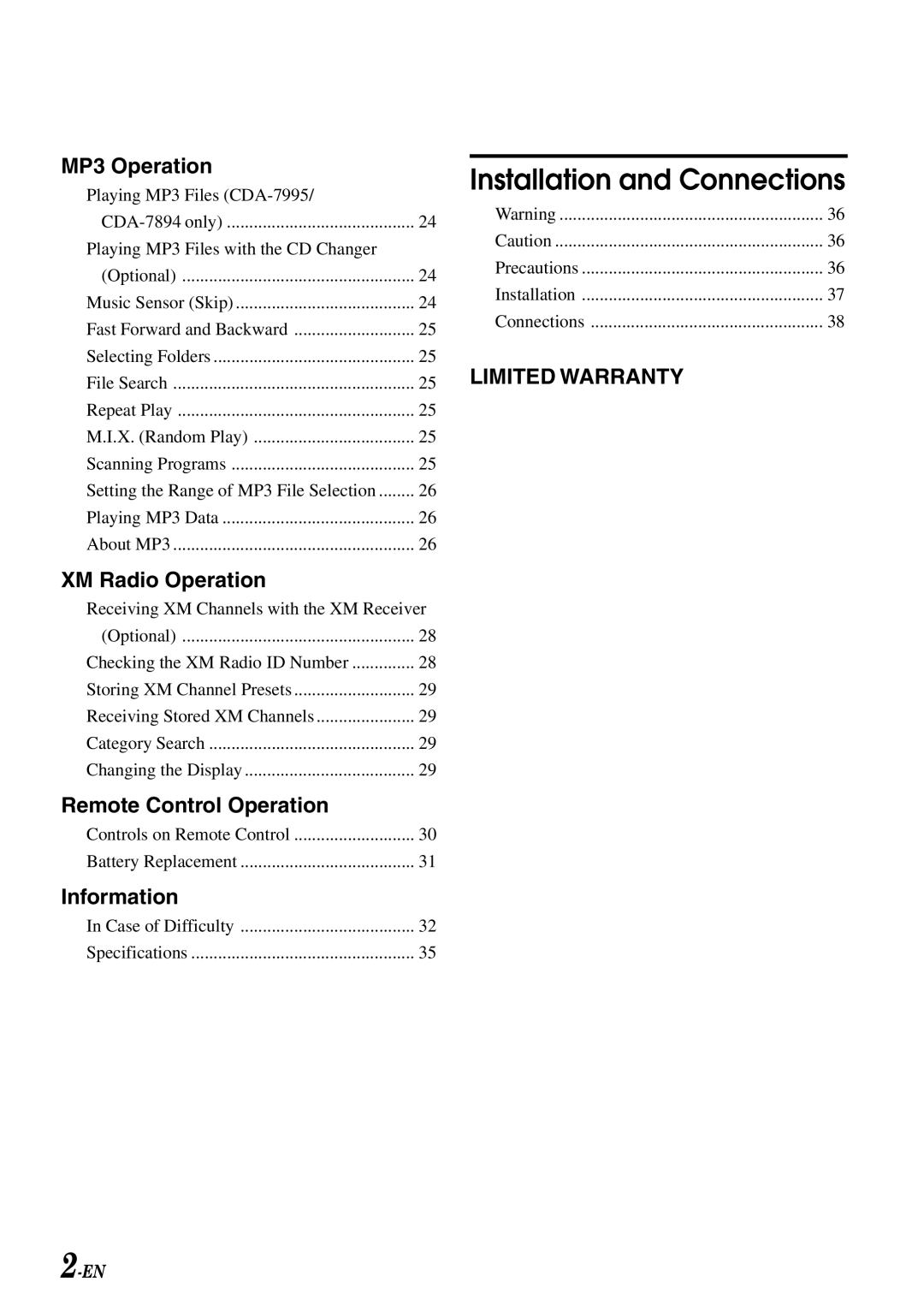 Alpine CDA-7893, CDA-7894, CDA-7892 owner manual MP3 Operation, XM Radio Operation, Remote Control Operation, Information 