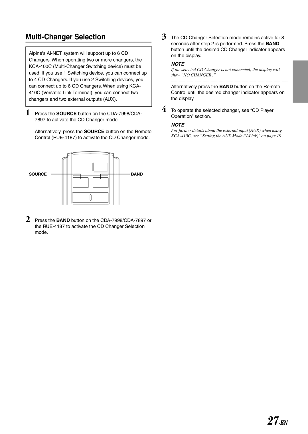 Alpine CDA-7897 owner manual Multi-Changer Selection 