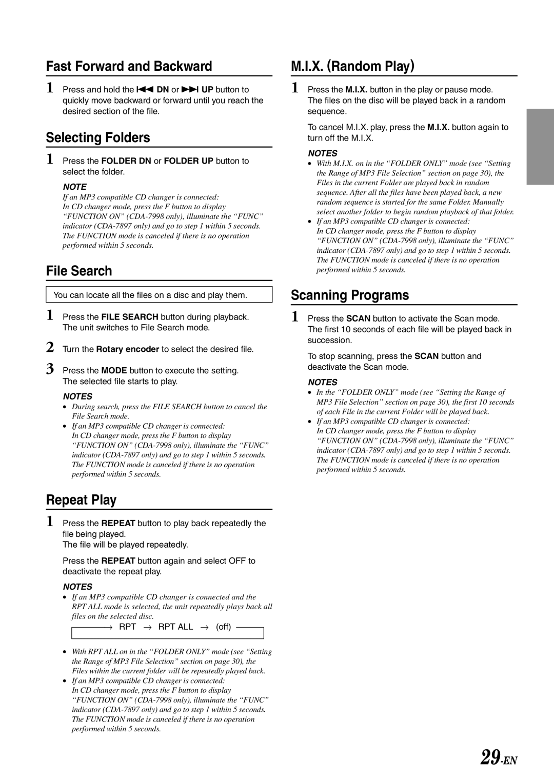 Alpine CDA-7897 owner manual Selecting Folders, File Search 