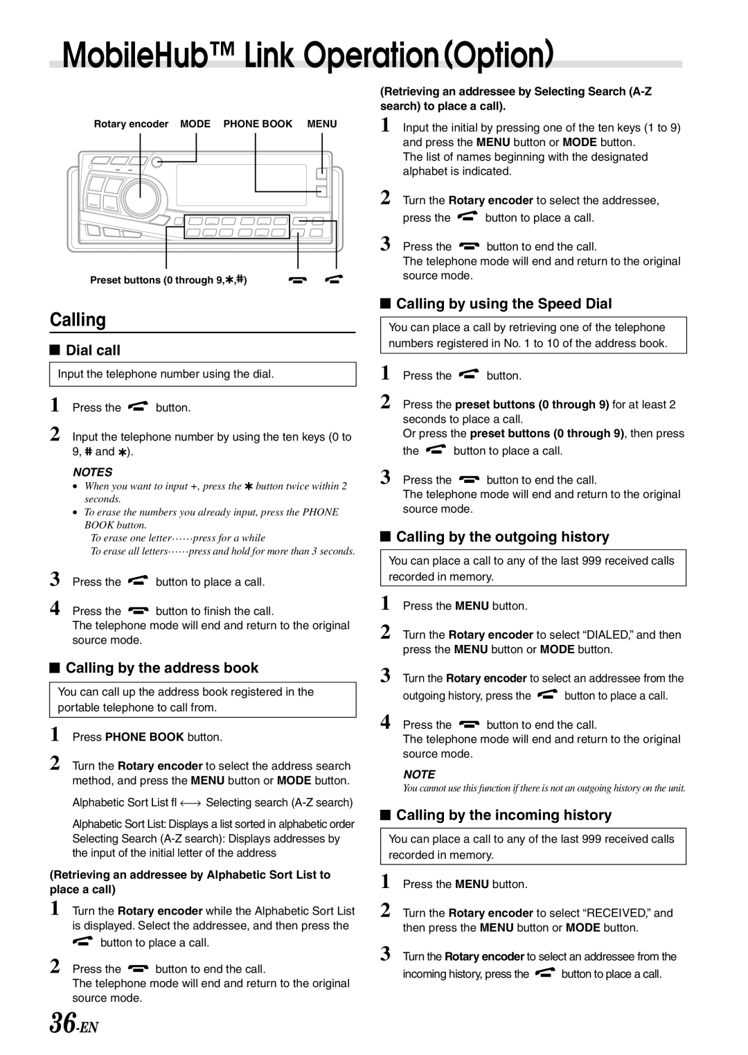 Alpine CDA-7897 owner manual Calling 