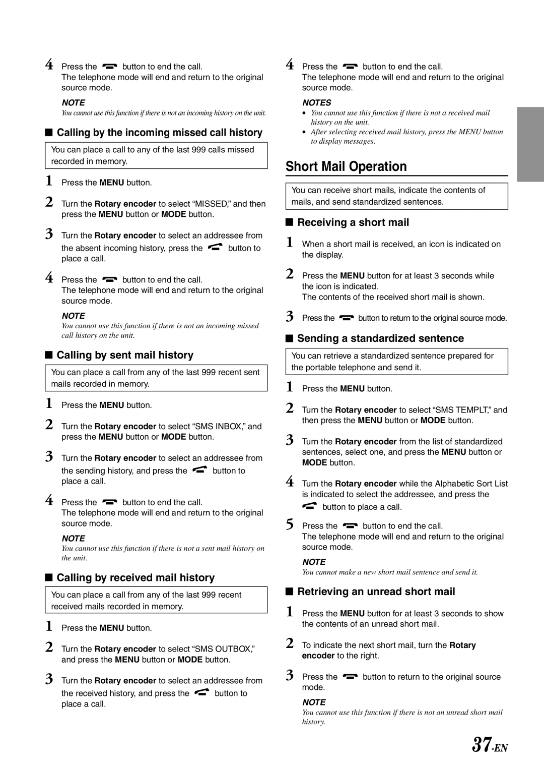 Alpine CDA-7897 owner manual Short Mail Operation 