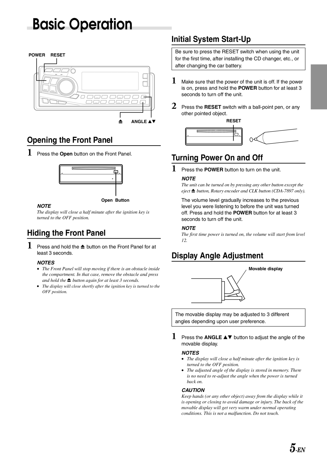 Alpine CDA-7897 owner manual Basic Operation 