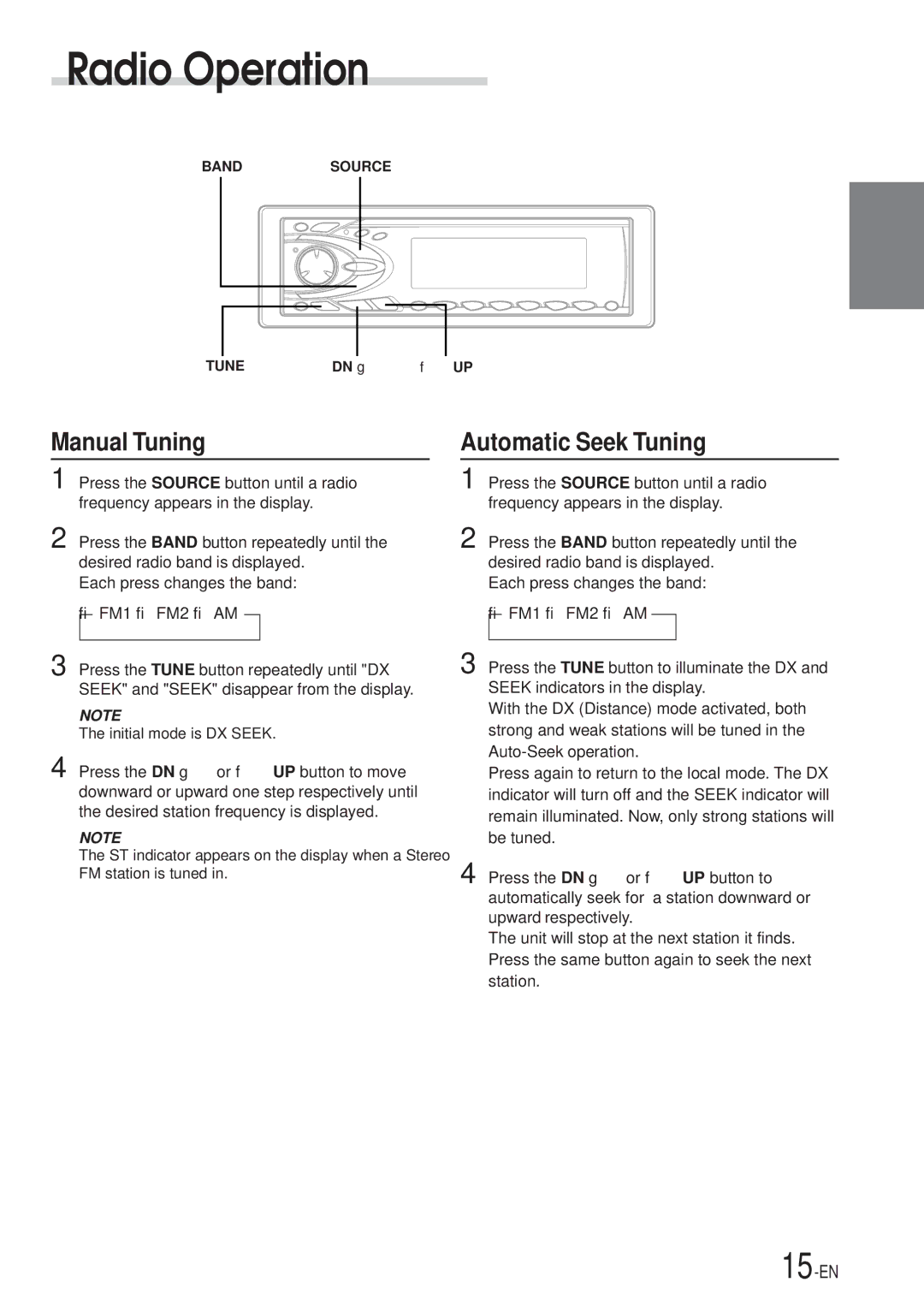 Alpine CDA-7867, CDA-7969 owner manual Radio Operation, Manual Tuning, Automatic Seek Tuning 