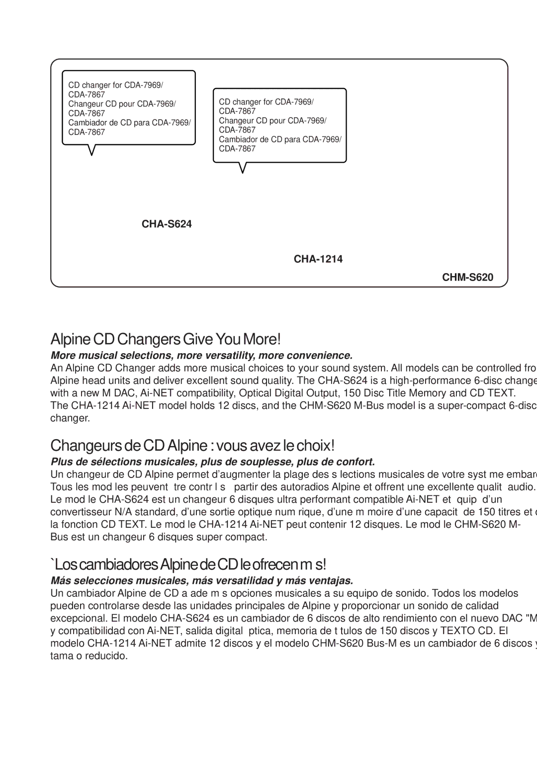 Alpine CDA-7969, CDA-7867 owner manual Alpine CD Changers Give You More 