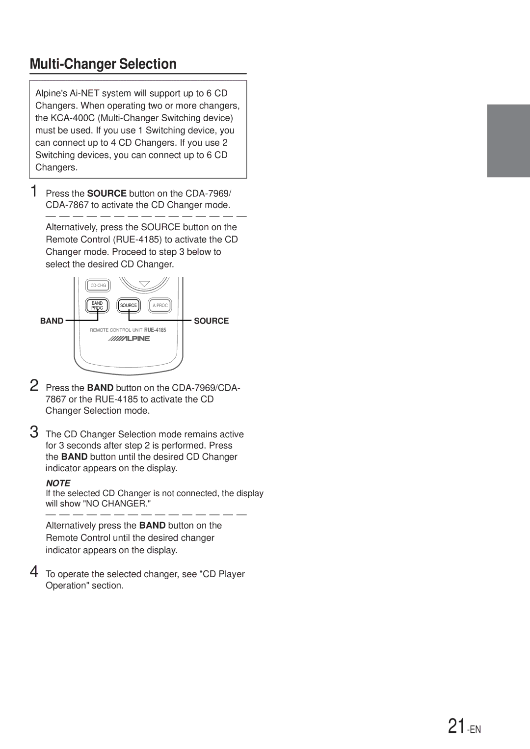 Alpine CDA-7867, CDA-7969 owner manual Multi-Changer Selection 