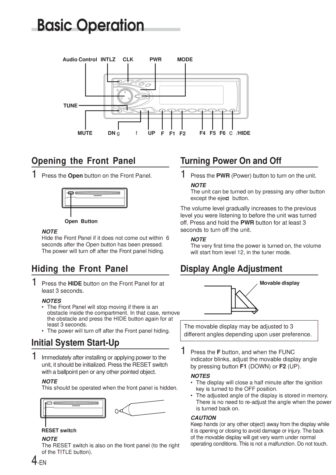 Alpine CDA-7969, CDA-7867 owner manual Basic Operation 