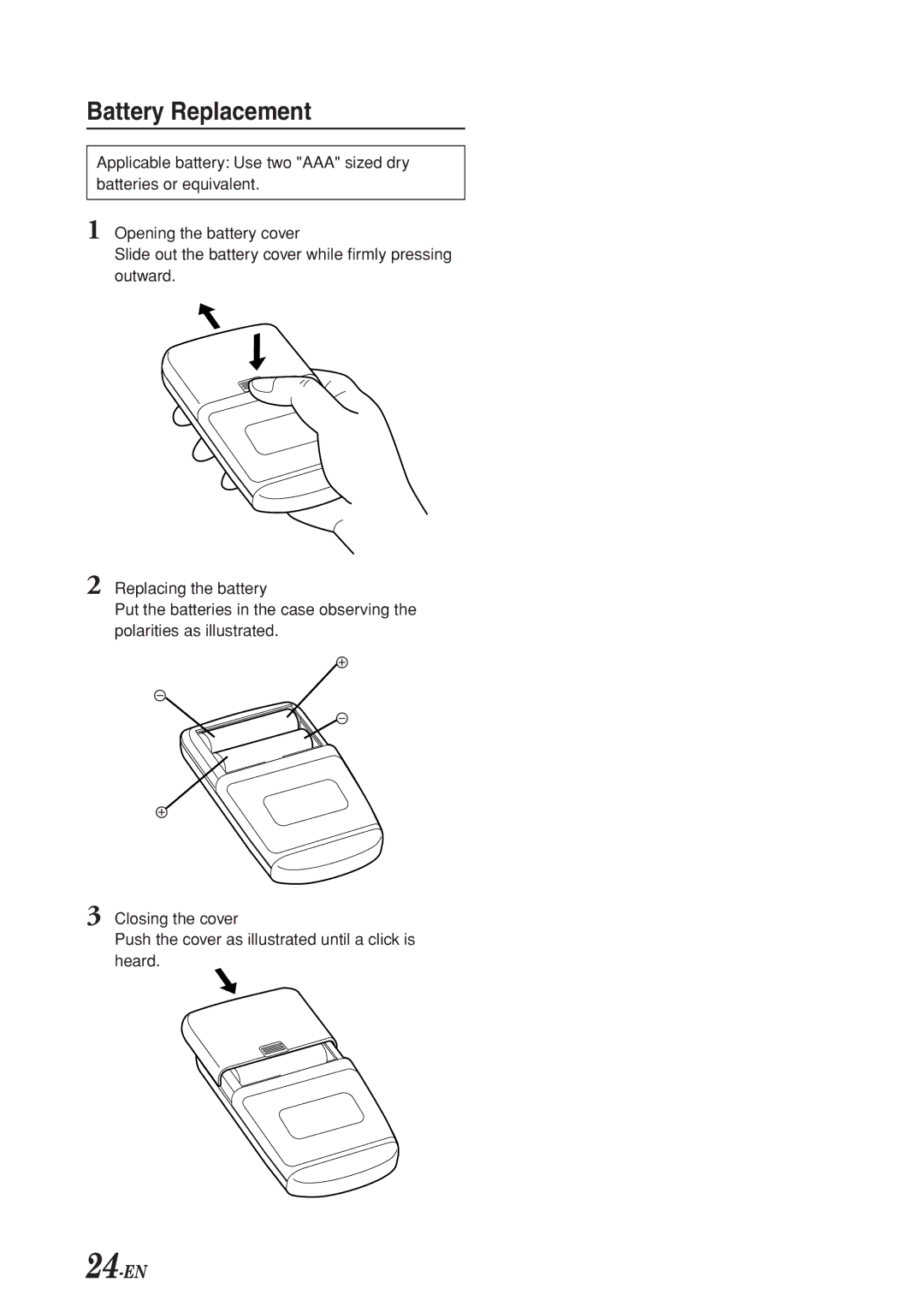 Alpine CDA-7969R owner manual Battery Replacement, 24-EN 