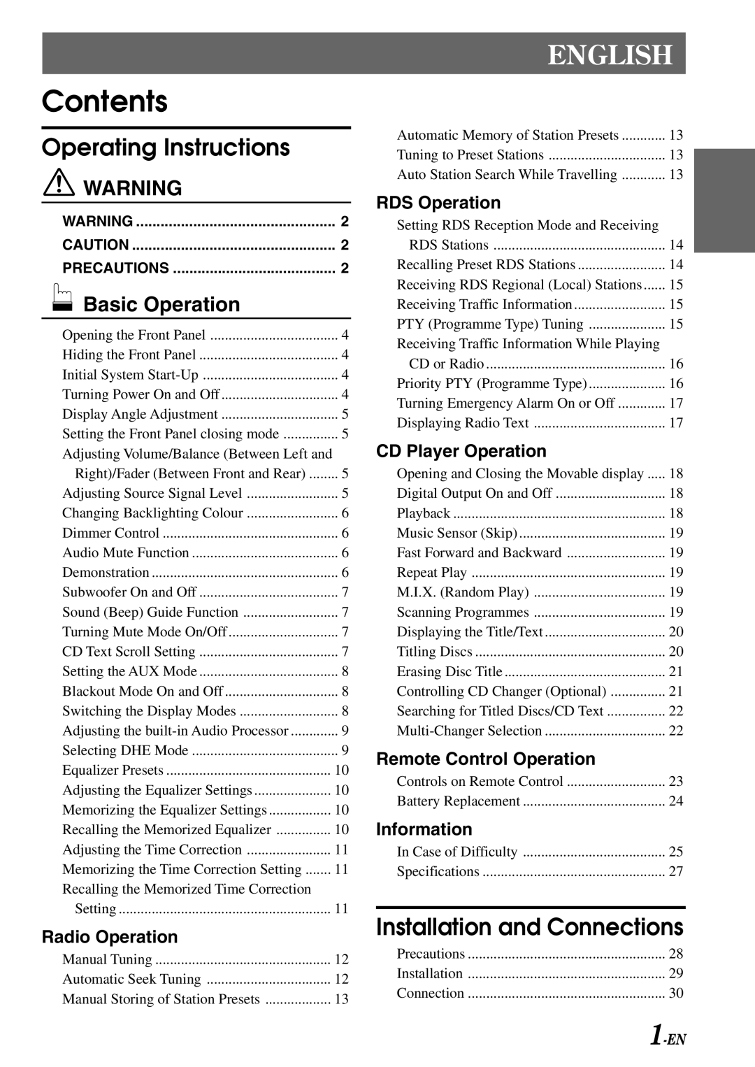 Alpine CDA-7969R owner manual Contents 