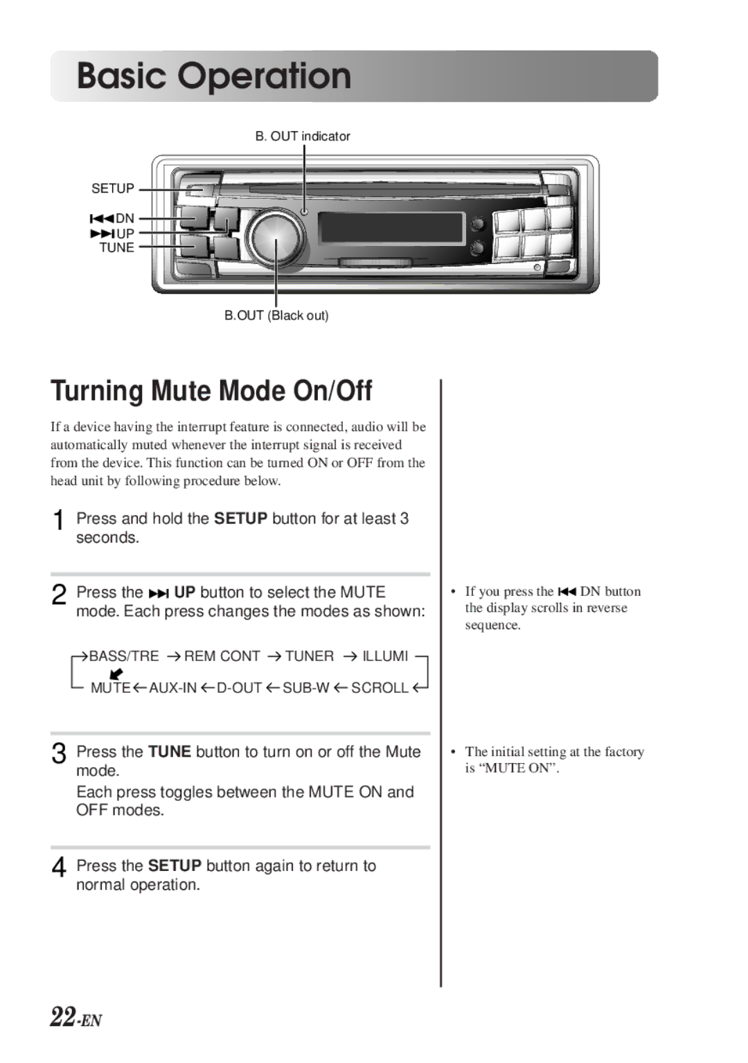 Alpine CDA-7990 manual Turning Mute Mode On/Off, 22-EN 