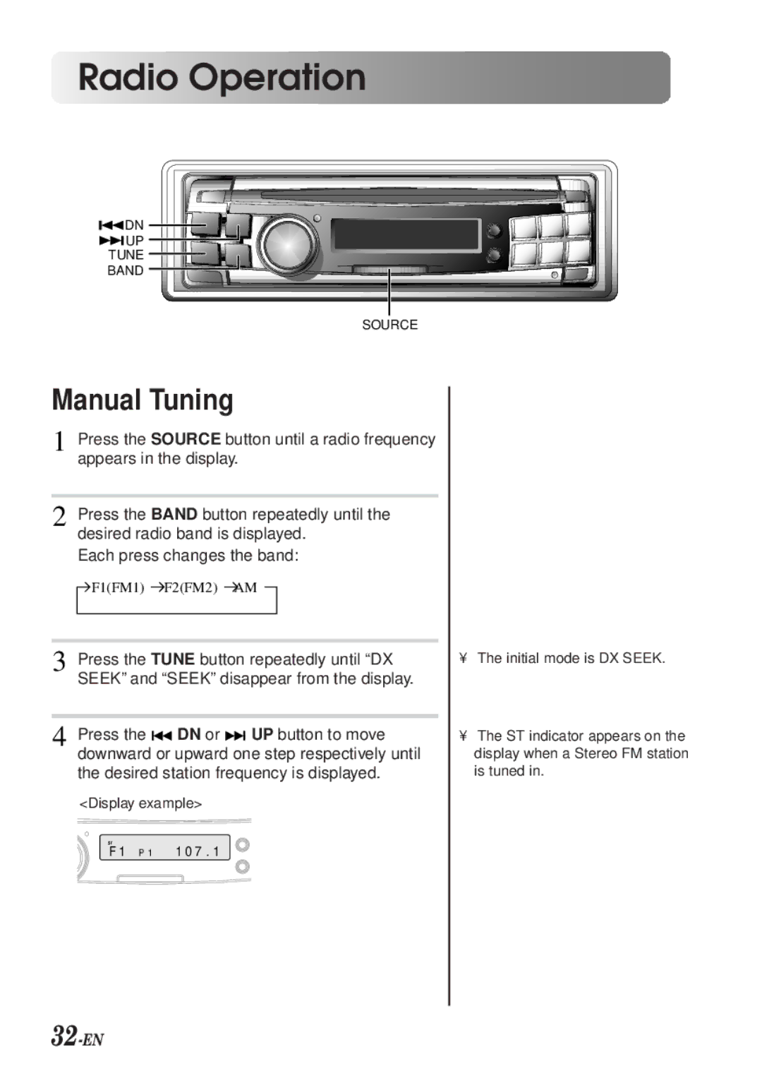 Alpine CDA-7990 manual Manual Tuning, 32-EN 