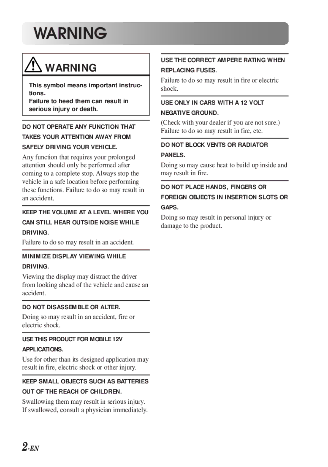 Alpine CDA-7990 manual Do not Disassemble or Alter 