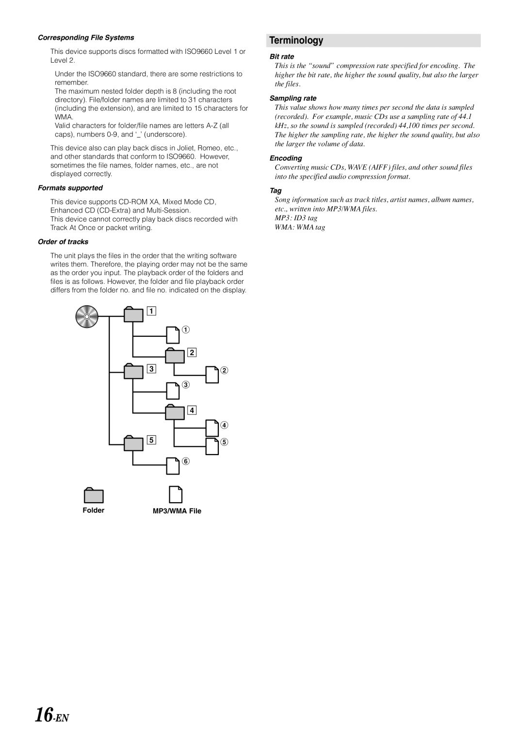 Alpine CDA-9812RB, CDA-9812RR, CDA-9815RB, CDA-9813R, CDA-9811R owner manual Terminology, 16-EN 