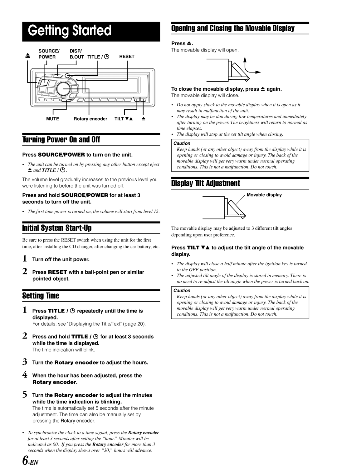 Alpine CDA-9815, CDA-9813, CDA-9811 owner manual Getting Started 