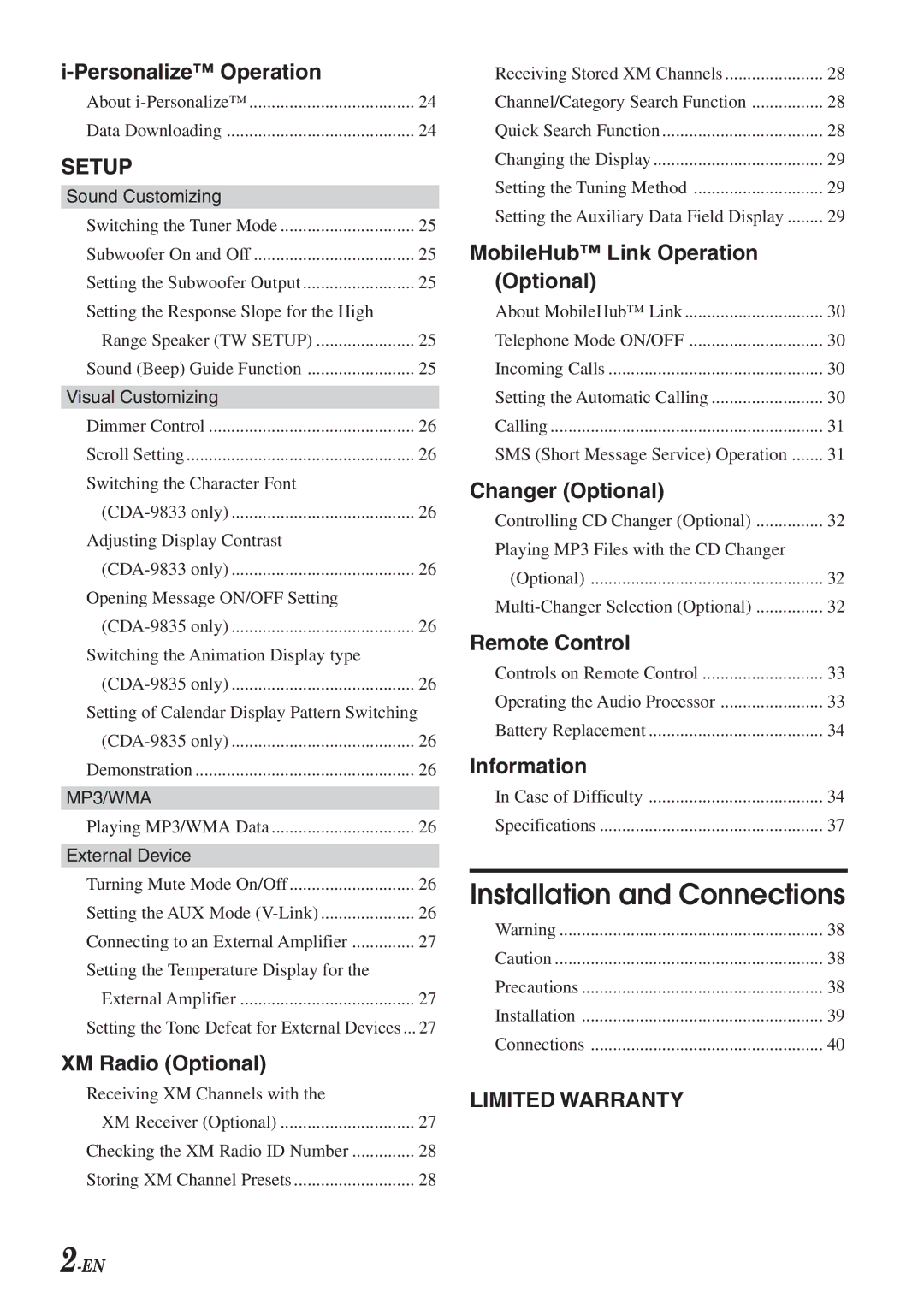 Alpine CDA-9833 owner manual Installation and Connections 