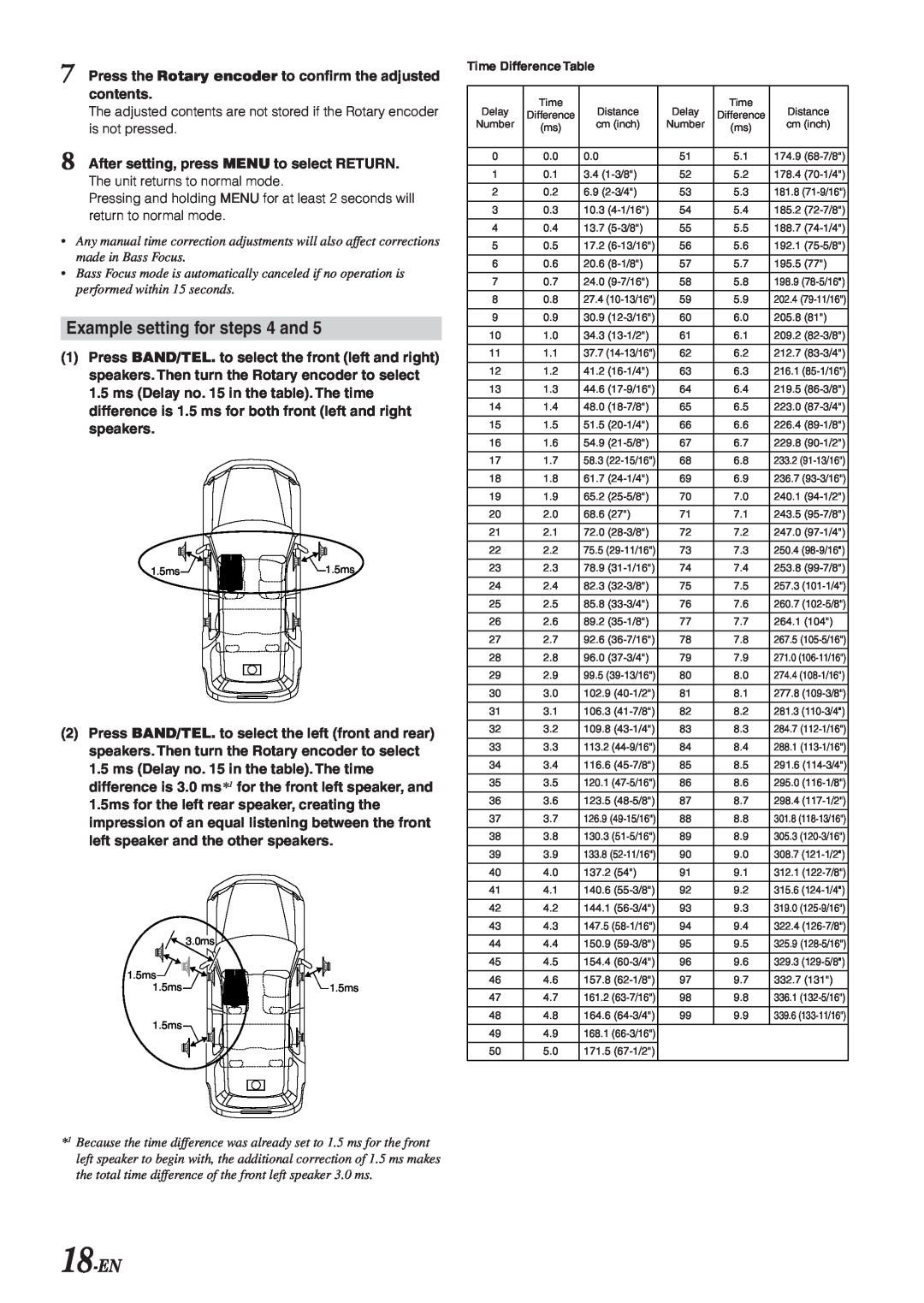 Alpine CDA-9833 owner manual Example setting for steps 4 and, 18-EN 