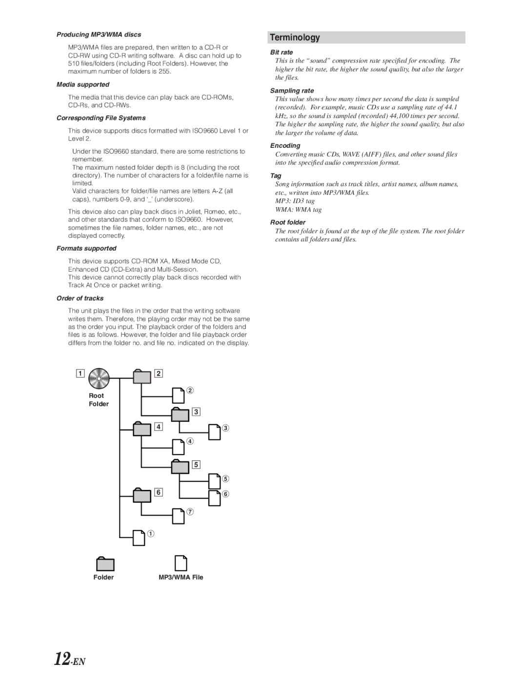 Alpine CDA-9847 owner manual Terminology, 12-EN 