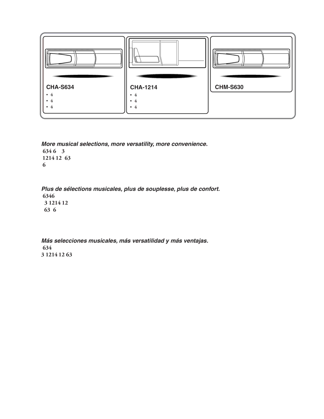 Alpine CDA-9847 owner manual CHA-S634, CHA-1214 