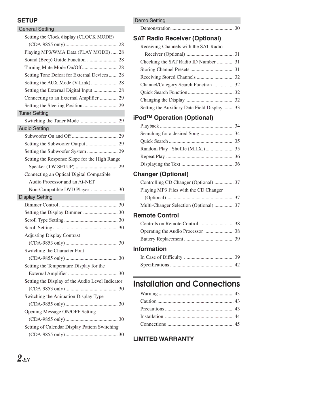 Alpine CDA-9853, CDA-9855 owner manual Installation and Connections 