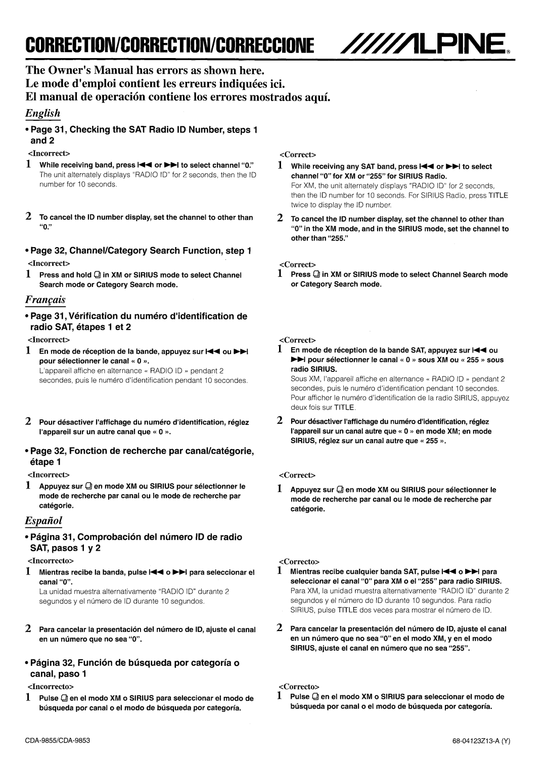 Alpine CDA-9853, CDA-9855 owner manual 