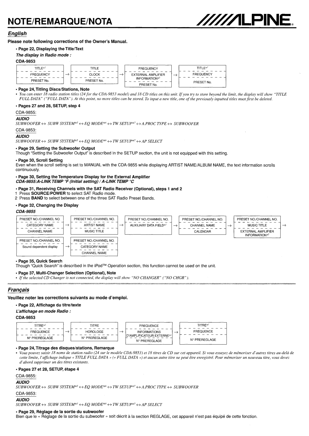 Alpine CDA-9855, CDA-9853 owner manual 