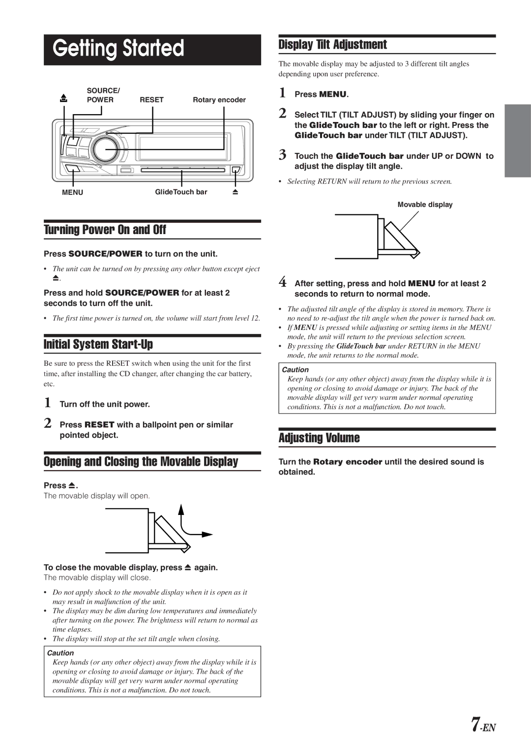 Alpine CDA-9855R, CDA-9853R owner manual Getting Started 