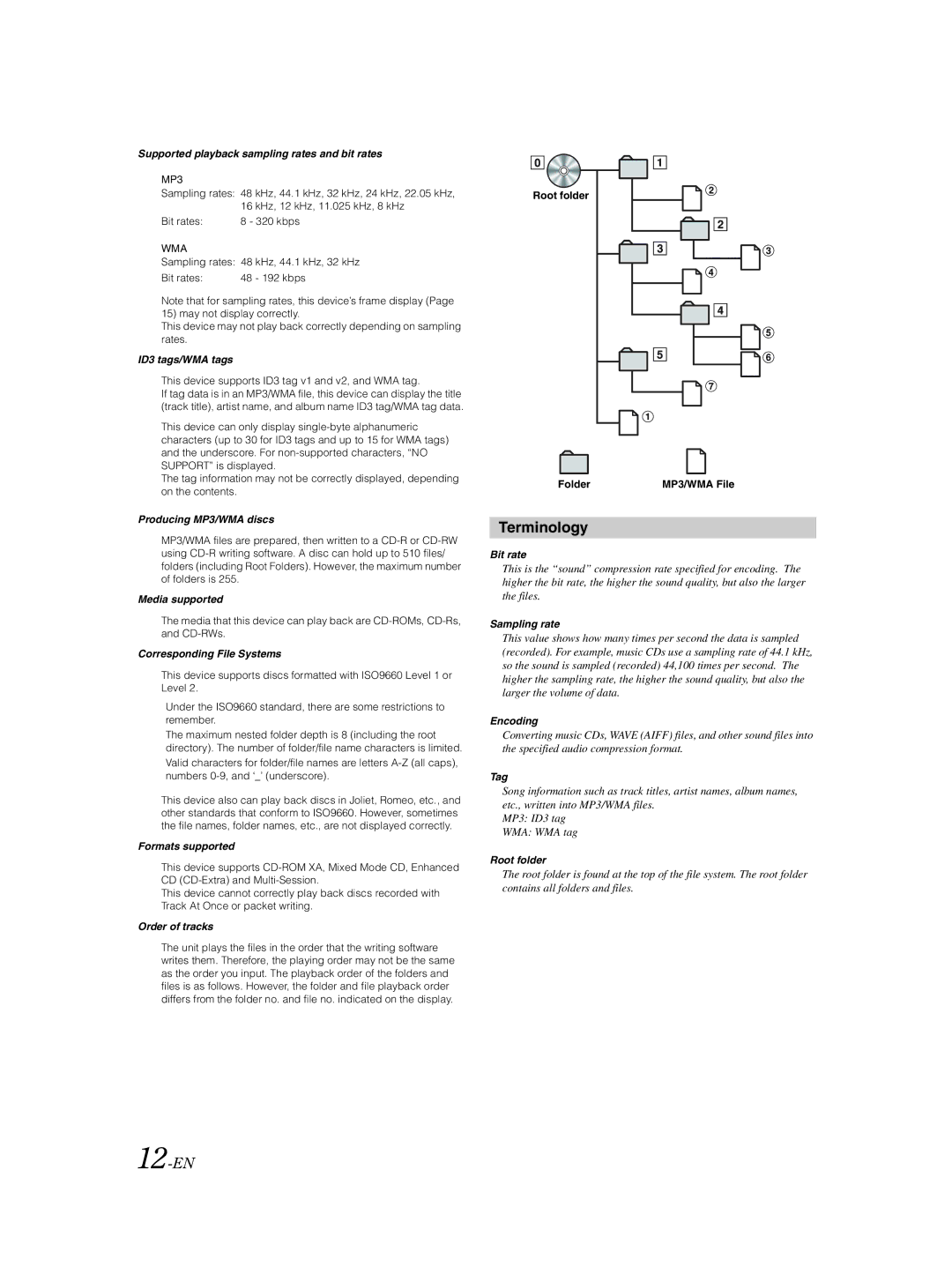 Alpine CDA-9856 owner manual Terminology, 12-EN 