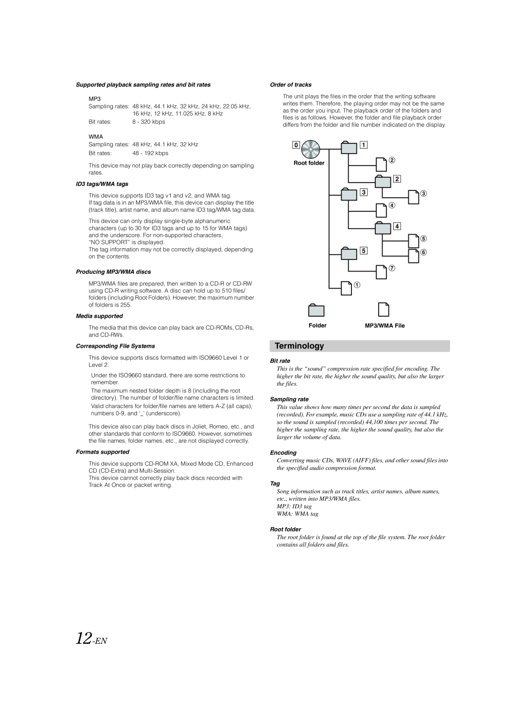 Alpine CDA-9857 owner manual Terminology, 12-EN 