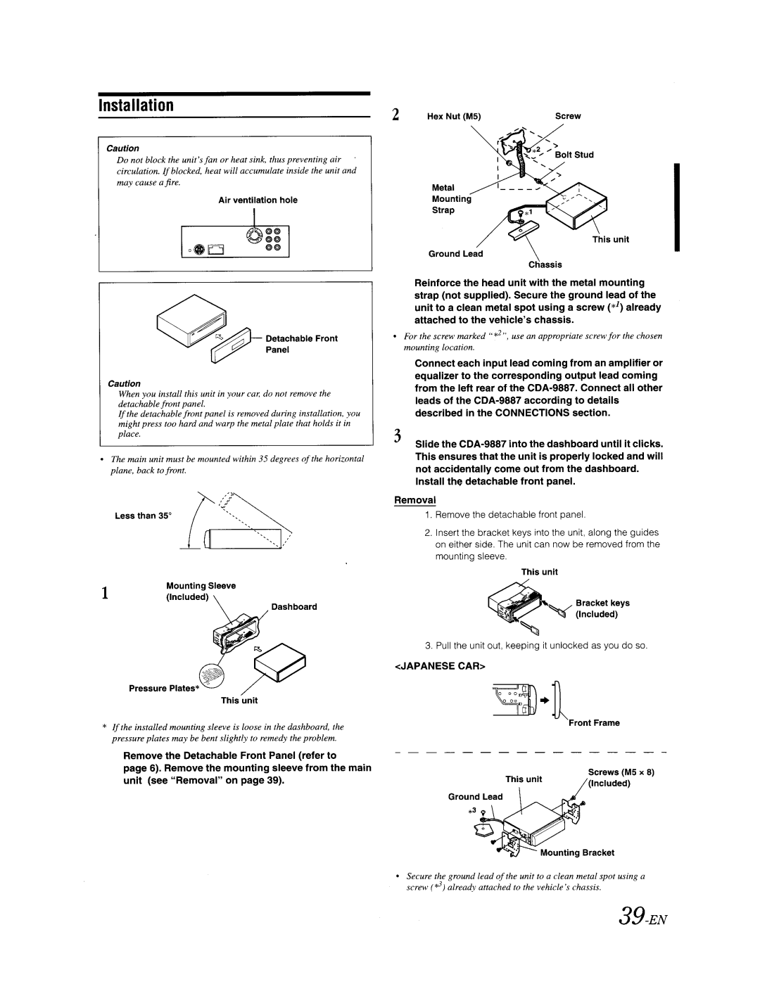 Alpine CDA-9887 owner manual Installation, ~+R, Pull the unit out, keeping it unlocked as you do so 