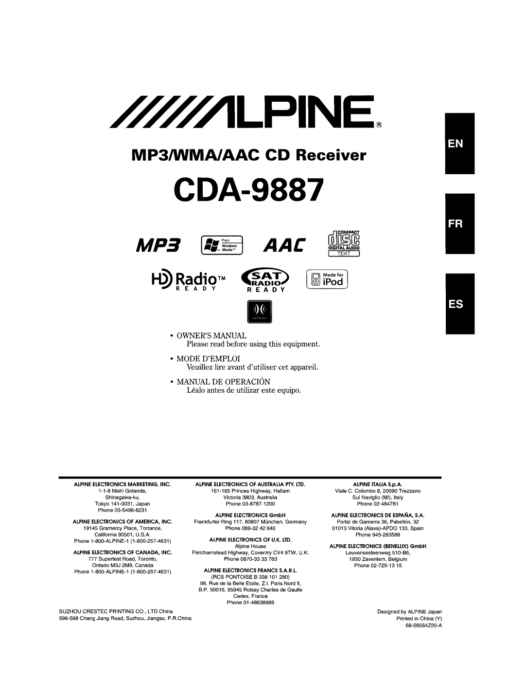Alpine CDA-9887 owner manual MP3IWMAlAAC CD Receiver, illD~1m, MP3AAC, H3Radio ~A~IO..~l 