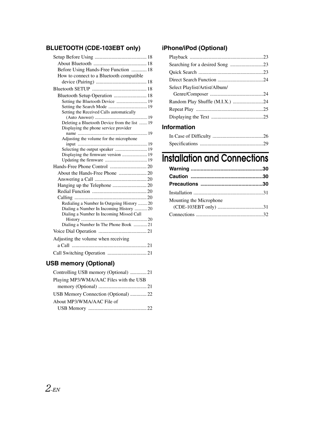 Alpine CDE-101EM, CDE-103EBT, CDE-102E owner manual Installation and Connections 