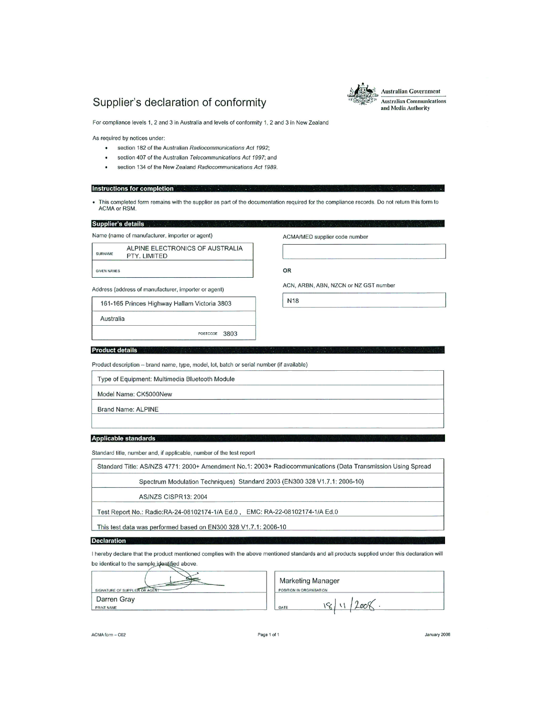 Alpine CDE-125EBT owner manual 