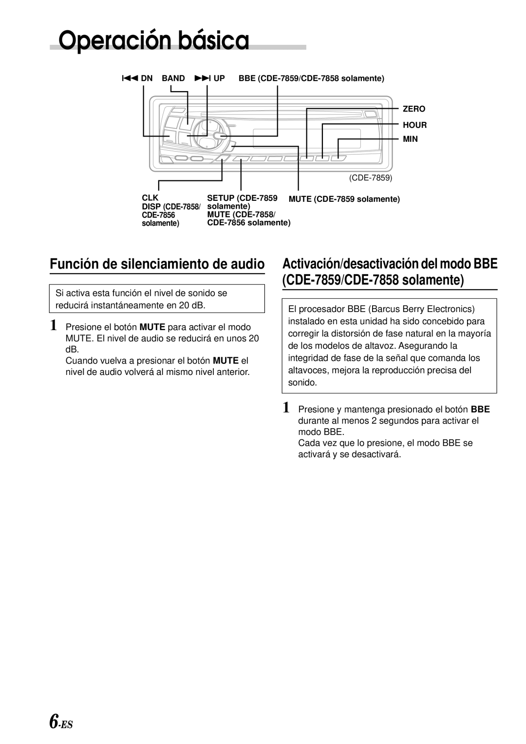 Alpine CDE-7856, CDE-7858, CDE-7859 owner manual Función de silenciamiento de audio 