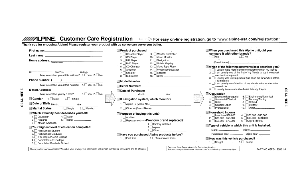 Alpine CDE-9842 owner manual 