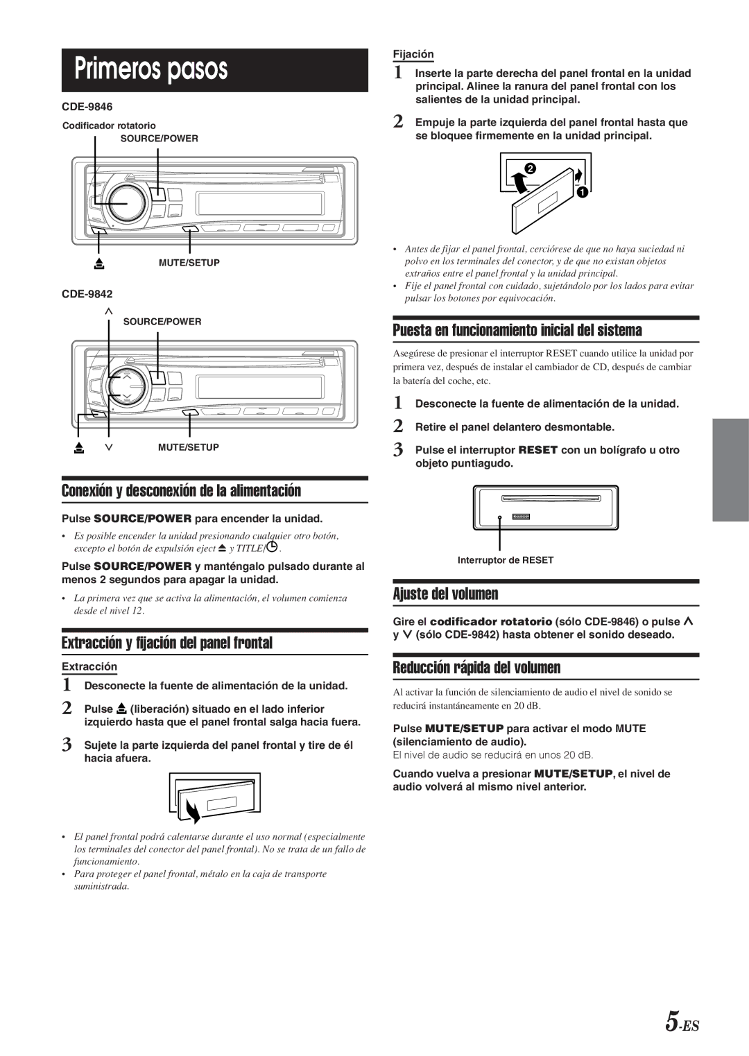 Alpine CDE-9846 owner manual Primeros pasos 