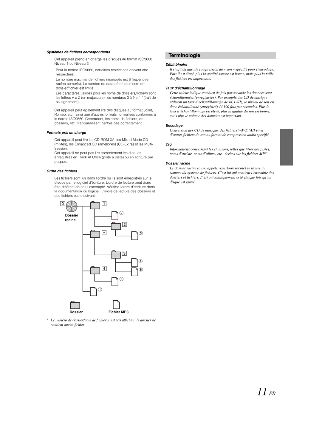 Alpine CDE-9870 owner manual Terminologie, 11-FR 