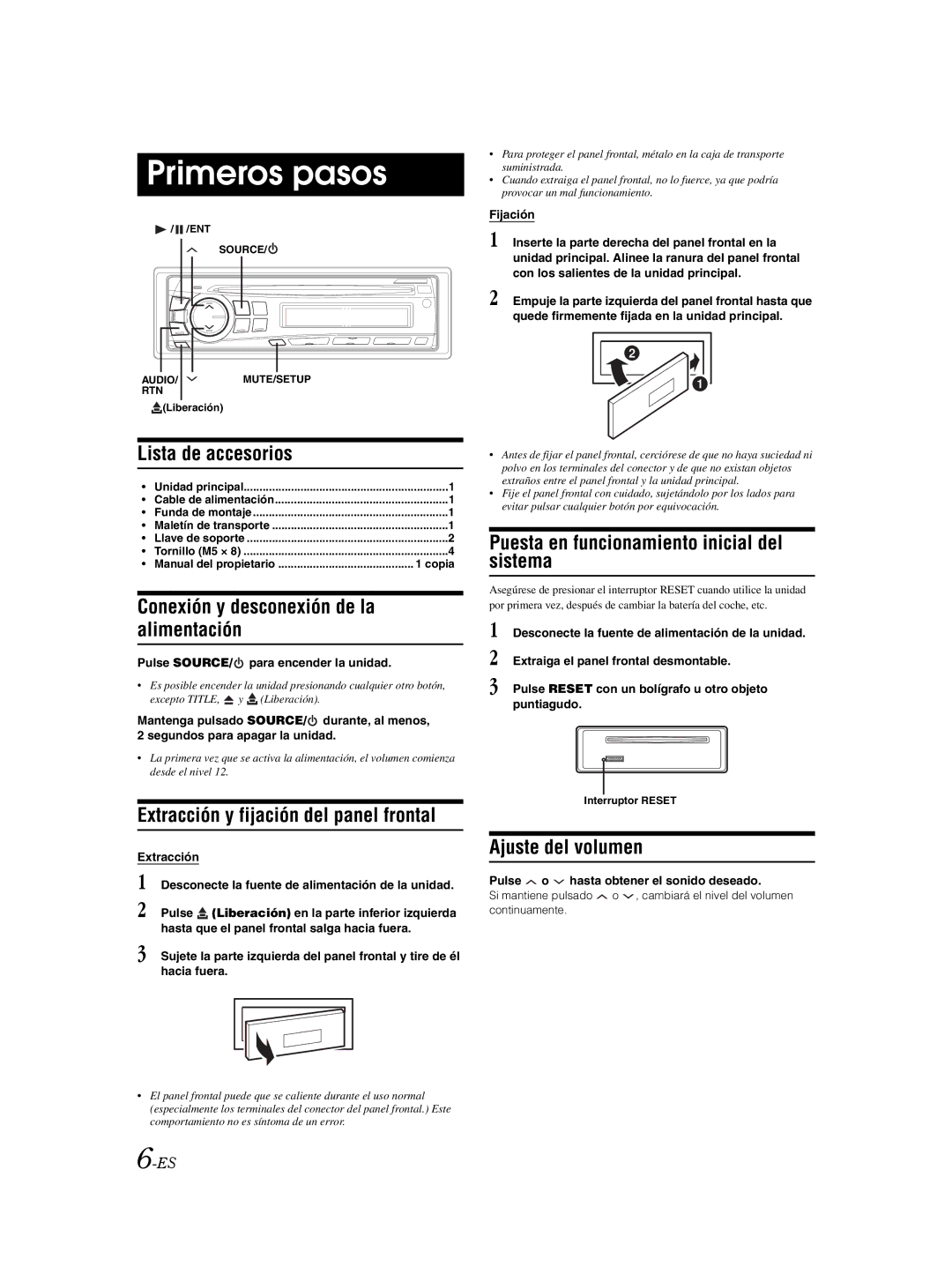 Alpine CDE-9870 owner manual Primeros pasos 