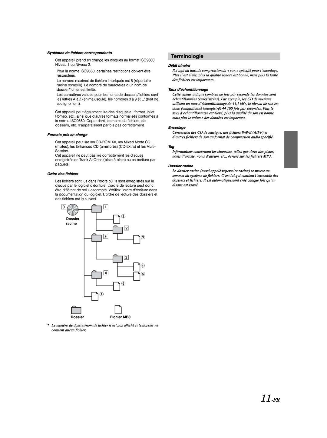 Alpine CDE-9870 owner manual Terminologie, 11-FR 