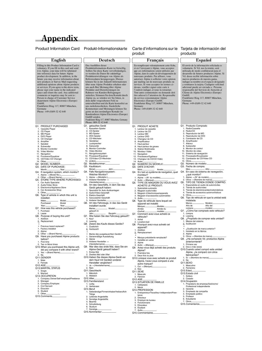 Alpine CDE-9870R owner manual Français Español 