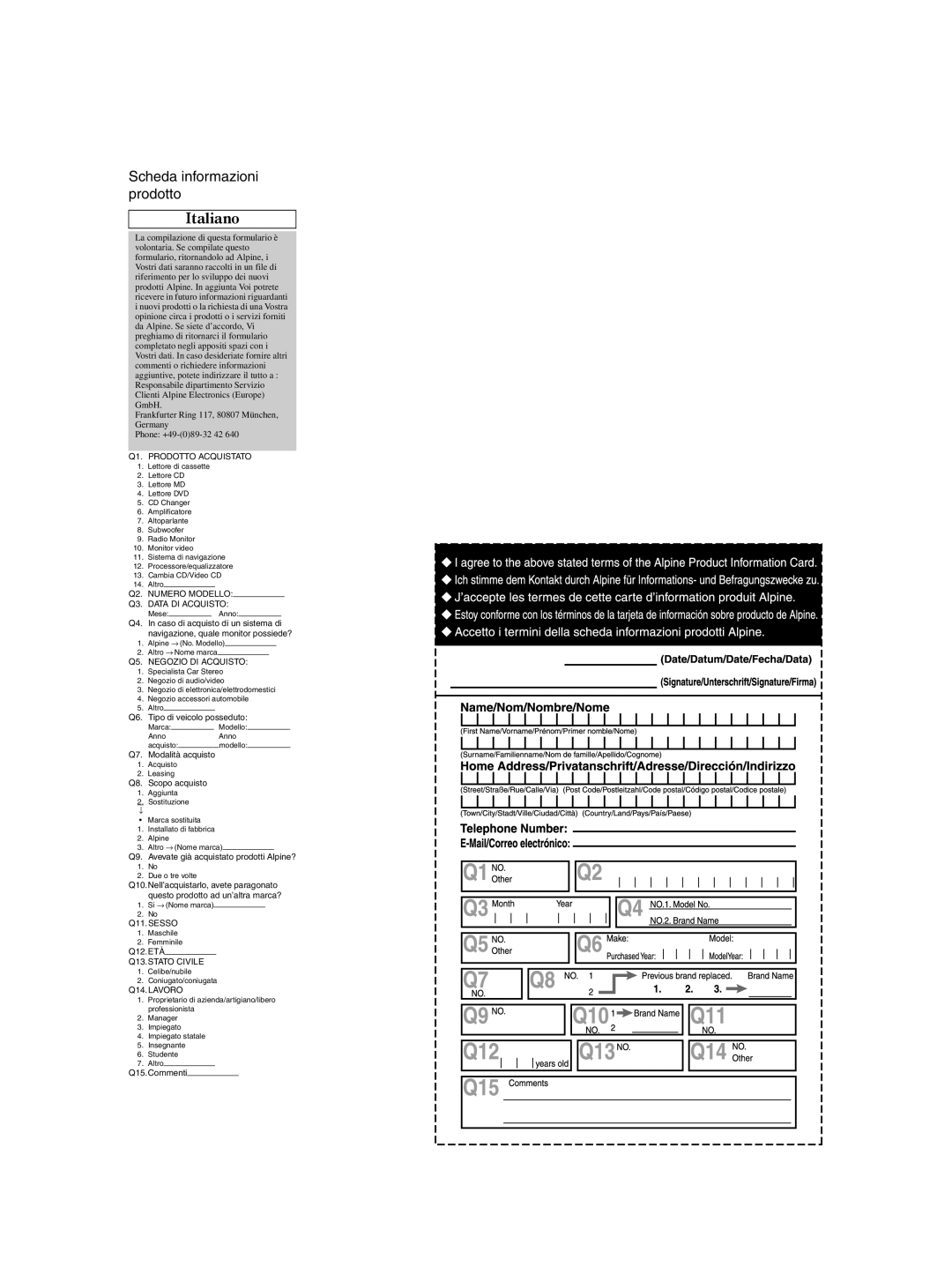 Alpine CDE-9870R owner manual Italiano 