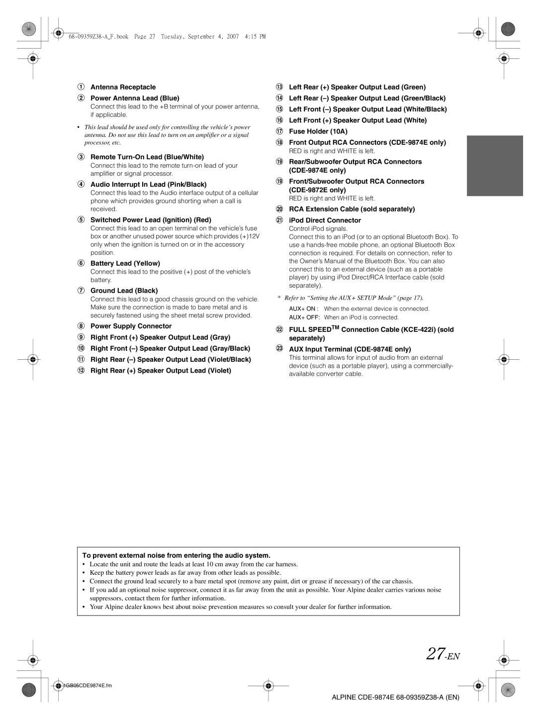 Alpine CDE-9874E, CDE-9872E owner manual 27-EN 