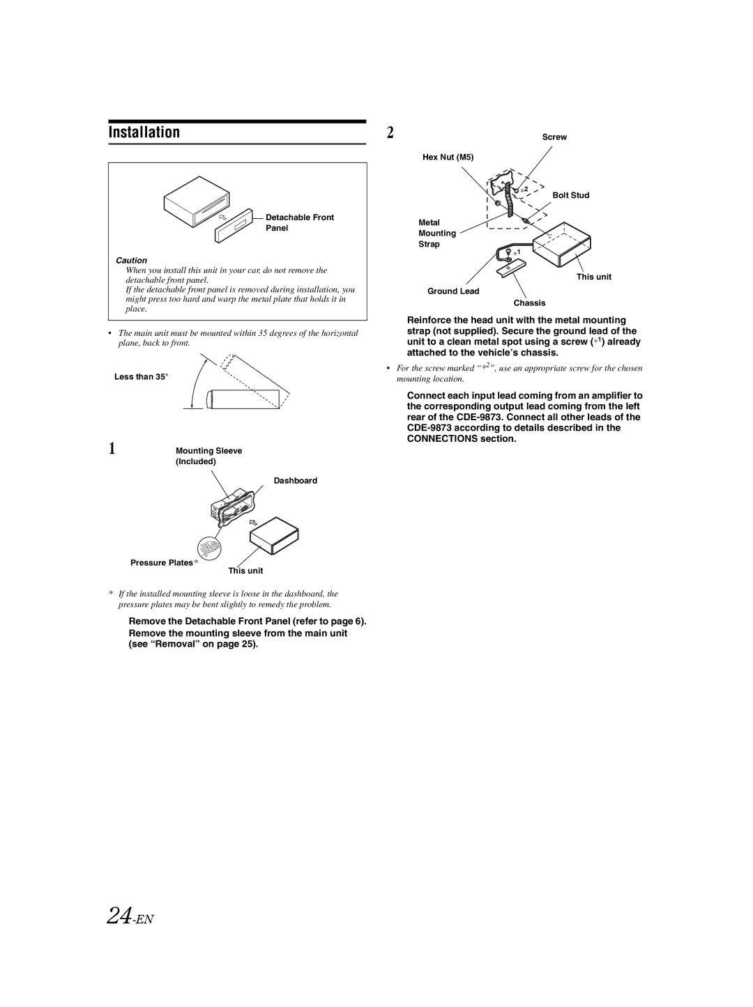 Alpine CDE-9873 owner manual Installation, 24-EN 